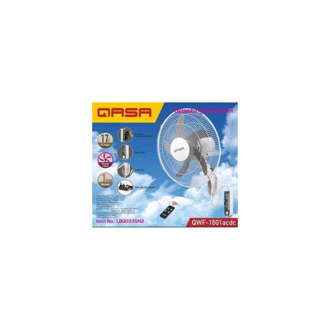 Generic Qasa 16inches energy friendly AC/DC solar wall fan