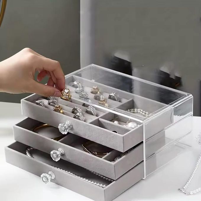 Fashion Velvet Jewelry Organizer With Three Drawer Compartments For  Earrings, Necklaces, Rings And Bracelets | Jumia Nigeria