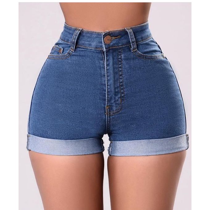 Fashion Blue Highwaisted Short Bum Short For Women | Jumia.com.ng