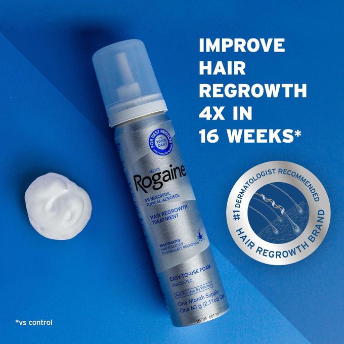 Rogaine 5% Minoxidil Hair Loss and Hair Regrowth, Topical Aerosol ...