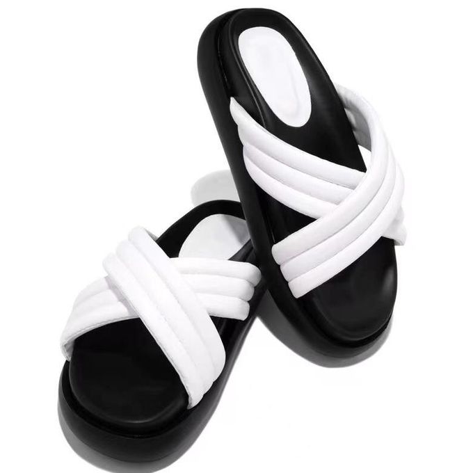 product_image_name-Fashion-Women Casual Large Size Cross Female Pam Slippers White-1
