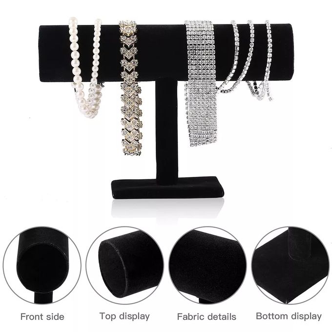 Fashion Black Velvet Bracelet Chain Watch T-Bar Rack Jewelry