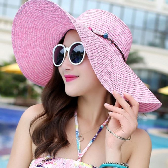 Fashion (One Size) Women's Hat Summer Wide Brim Straw Hats Big Sun