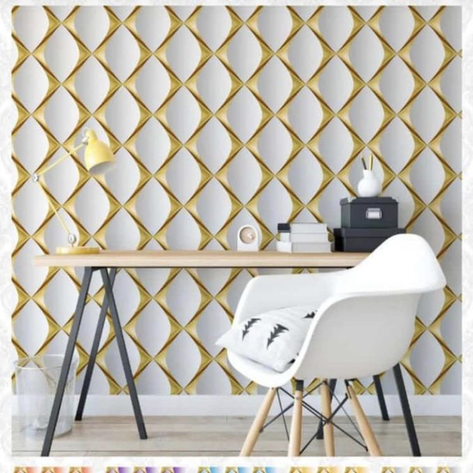 LV Inspired Black/Yellow Gold 3D Wallpaper - 5.3 Sqm