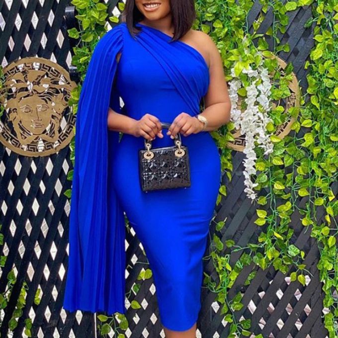 Aomei Birthday Party Casual Female Dress Pleated Sexy Bodycon Blue | Jumia  Nigeria