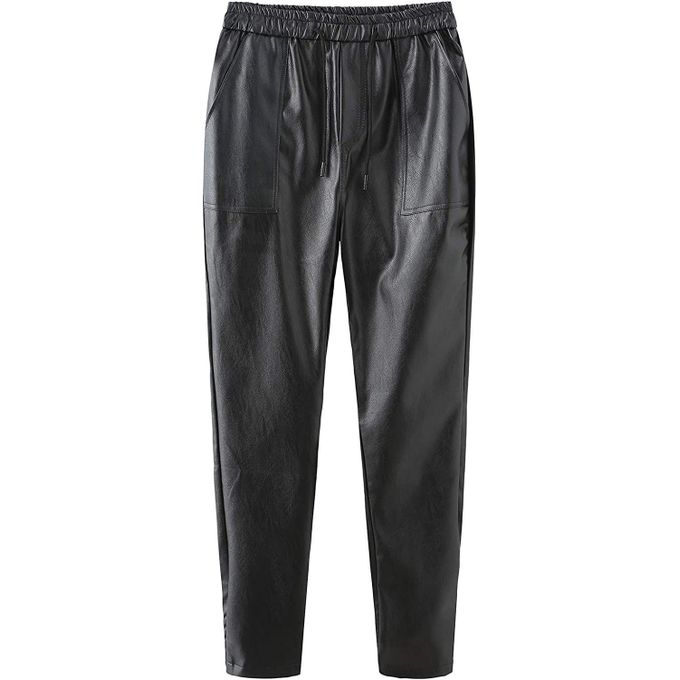 Punk Rock Fashion Mens Faux Leather Harem Pant Skinny Biker Slim Casual  Trousers | eBay