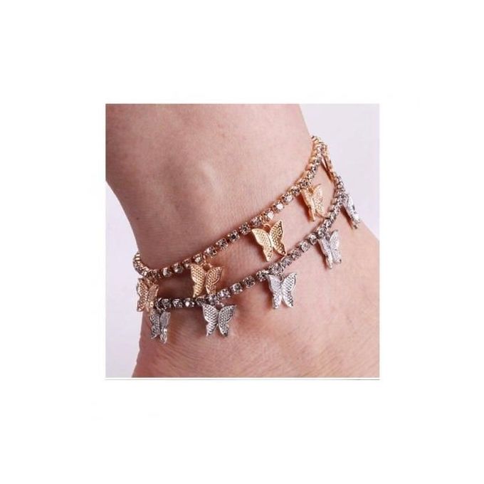 Fashion 2 In 1 Women Butterfly Anklet 