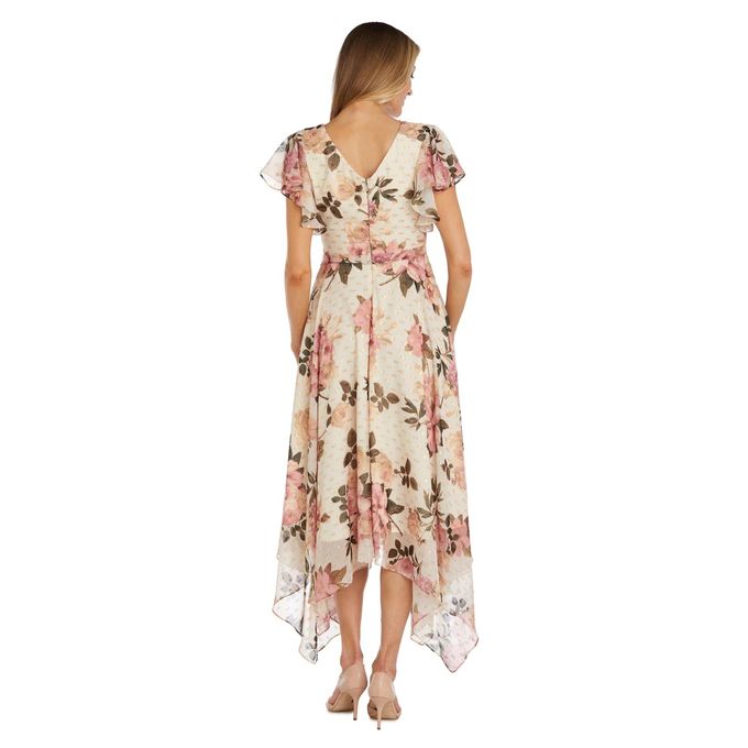 Nw Nightway High Low Floral Formal Dress- Gold