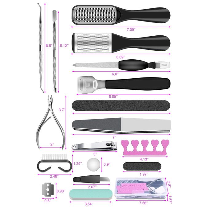 Professional Pedicure Tools Set, 23 in 1 Stainless Steel Foot Care Kit,  Foot Rasp Dead Skin Remover Pedicure Kit for Men Women Salon or Home Best  Gift
