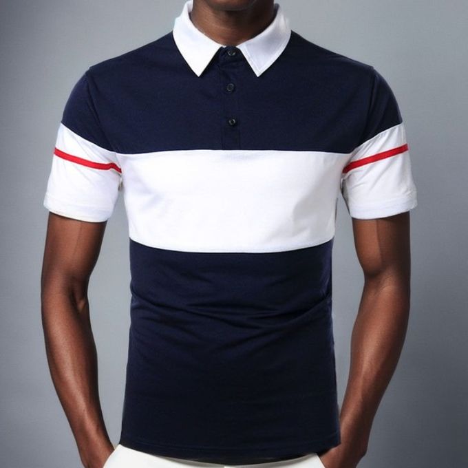 product_image_name-Fashion-Mens Polos T-shirts Casual Top - Navyblue-1