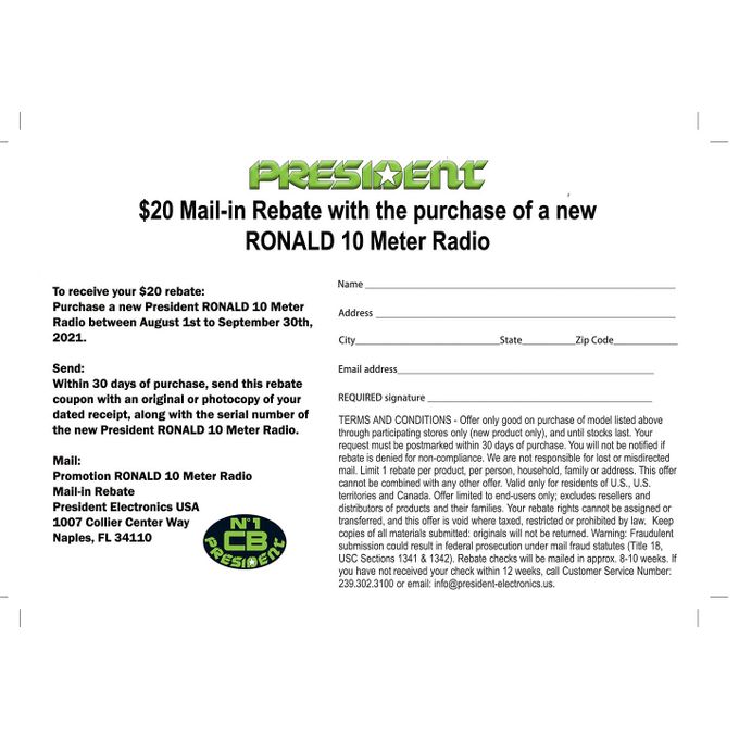  PRESIDENT Ronald 10 Meter Radio : Electronics