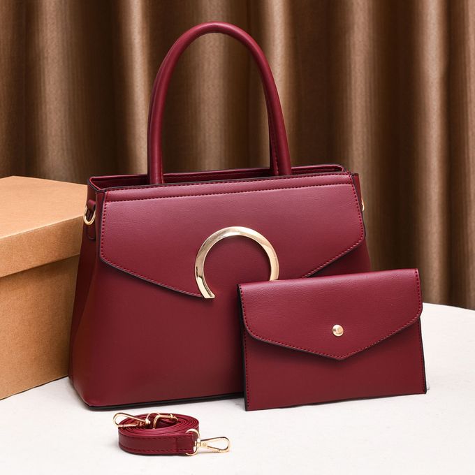 product_image_name-Fashion-2 Sets Leather Office Handbag-Wine-1