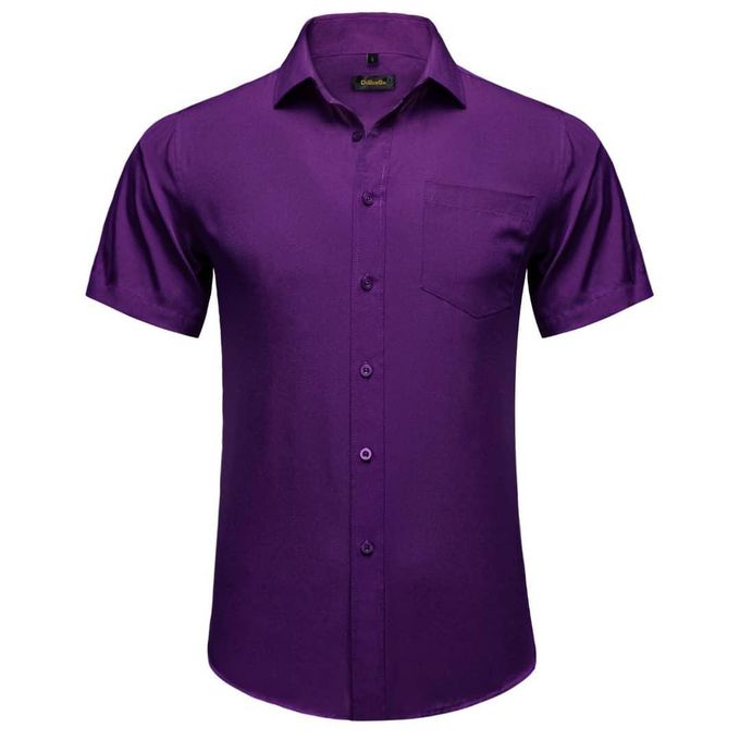 Fashion Men's Quality Short Sleeve Shirt - Purple