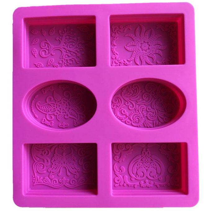 Generic Silicone Soap Mold for Soap Making 3D 6 Forms Oval Rectangle Soap  Mould Handmade Craft Flowers Bathroom Kitchen Soap Mold