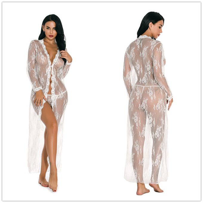 Shop Generic (White 2)Women Erotic Lingerie Front Closure Babydoll  Nightdress Thong Set Attractive Sleepwear Night Dress Robe Pijama Mujer  пижама MAA Online