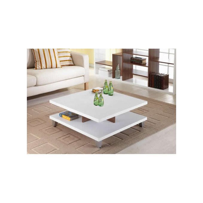 product_image_name-Generic-Double-Deck White-Brown Center Table Coffee Table Furniture-1