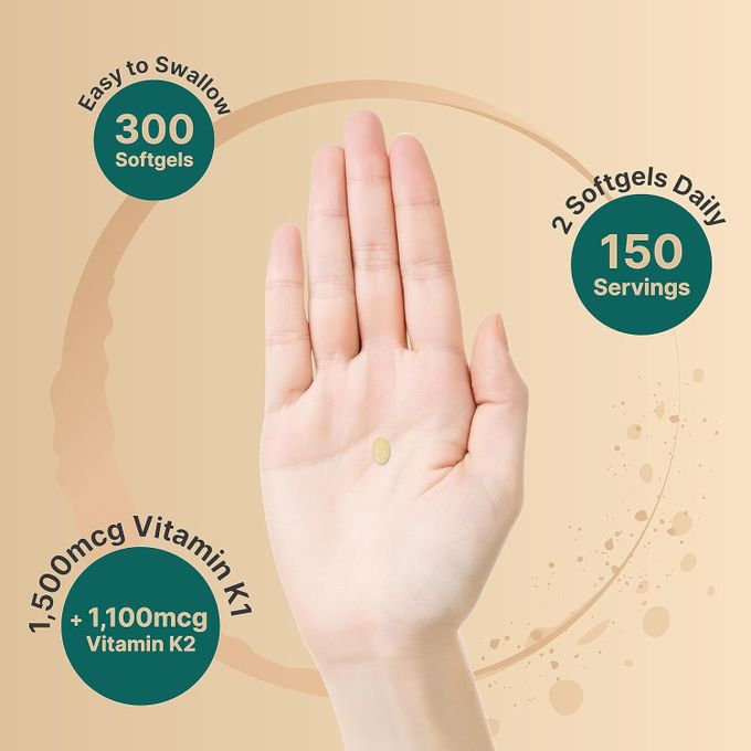 product_image_name-Naturebell-Vitamin K Complex 2,600mcg, 300 Coconut Oil Softgels-4