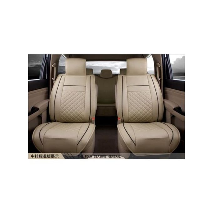 Generic Five 5 Seater Car Seat Cover Cream With Brown Line
