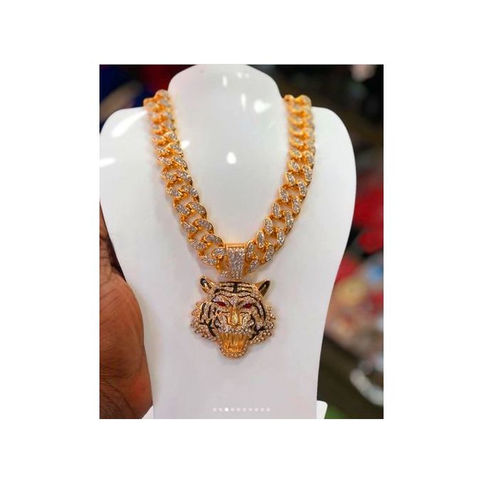 Classic Tiger Head Studded Pendant 