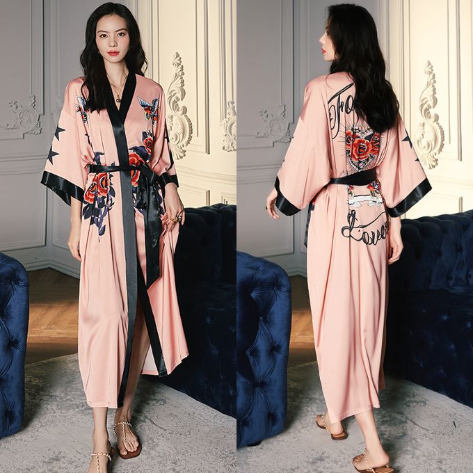 Indian Gown Long Kimono Print Bath Robe Kimonos Handmade Kantha Stitch  Night Wear Suit Dressing at Rs 1200/piece | Kimono Robe in Jaipur | ID:  27146065112