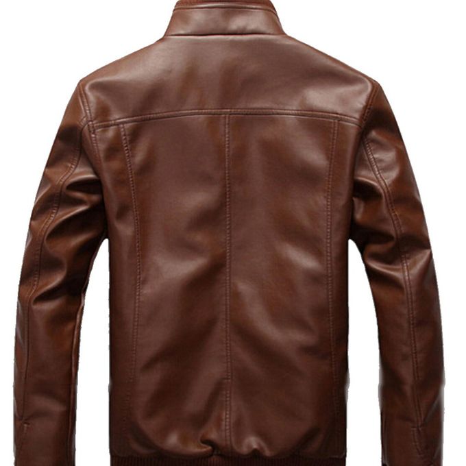 Fashion Mens Stand Collar Coats Leather Biker Jackets | Jumia Nigeria