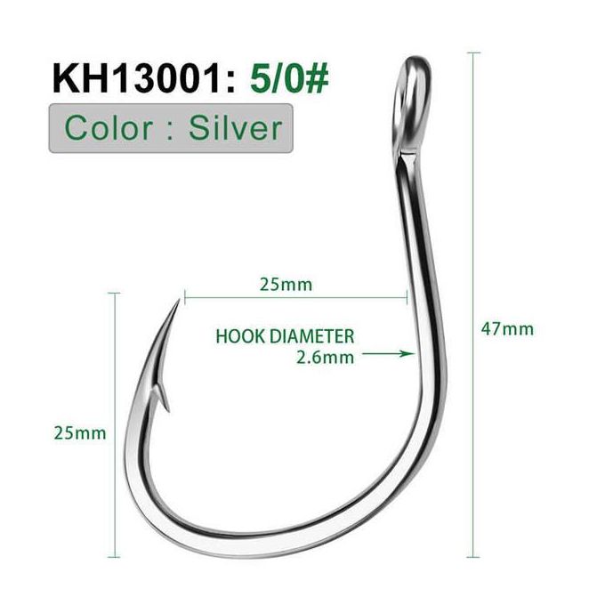 Generic Finshing Hunter 10pcs/bag Fishing Single Replacement Hook Inline  Large Eye Single Hook For Fishing Spoon Spinner Lure Bait Hooks