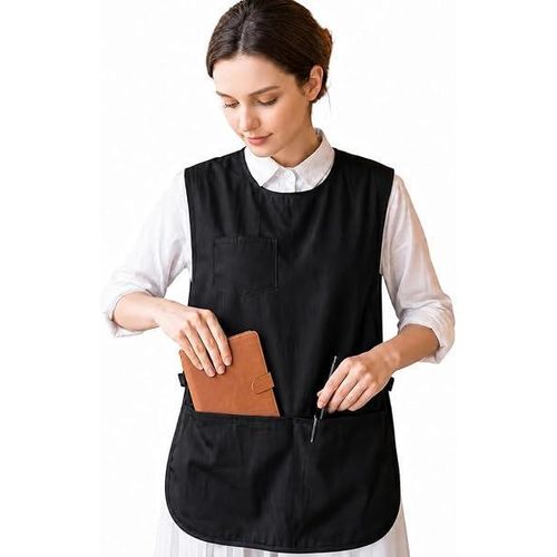 Black Apron With Pockets For Women Men Cobbler Aprons Chef Server Smock