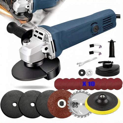 Angle grinder, powerful multi-functional, professional angle grinder 1050W, 11000 revolutions per minute, 100mm 4-inch cutting and grinding disc, with auxiliary handle, suitable for cutting and grinding operations