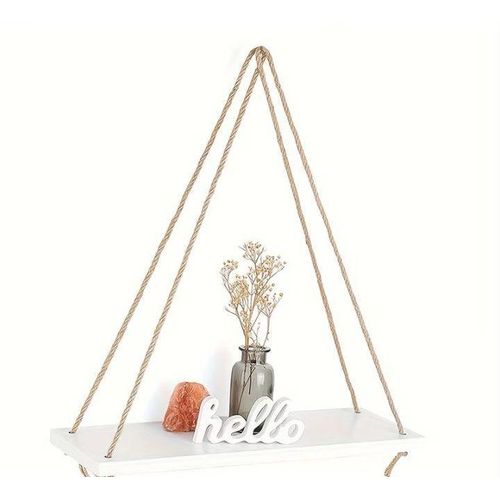 1 Tier White Premium Decorative Shelf - Plant Hanging Rank- Floating Wall Shelf Bookshelf- Suitable for Bedroom, Bathroom, Living Room, kitchen, Farmhouse Floating Shelves