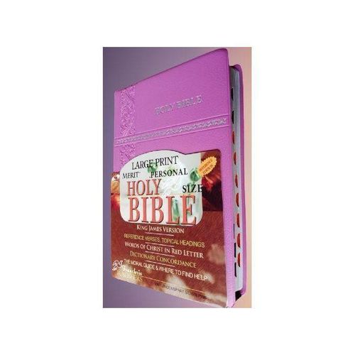 Holy Bible KJV Large Print Merit Personal Reference Edition,Thumb index Pink Leather Color