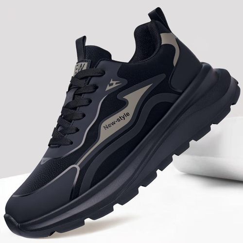 Men's Casual Sports Shoes Thick Non-slip Sole Running Sneakers - Black/Grey