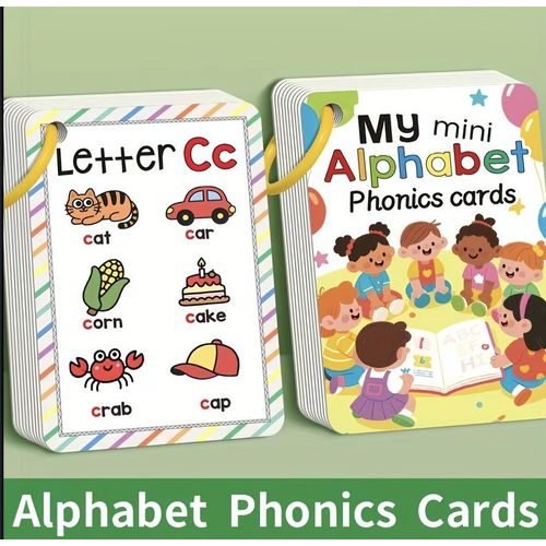 26PCS ABC Alphabet Phonics Flash Cards – Double-Sided Educational Flashcards for Kids, A-Z Letter Recognition & Vocabulary Building, Preschool Learning Toy with Ring Holder for Ages 2-6 Years