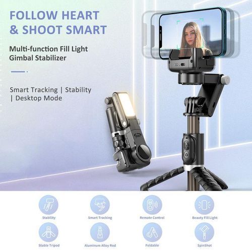 360 Degrees Rotating AI Face Tracking Selfie Tripod Gimbal For Shooting Contents And Films