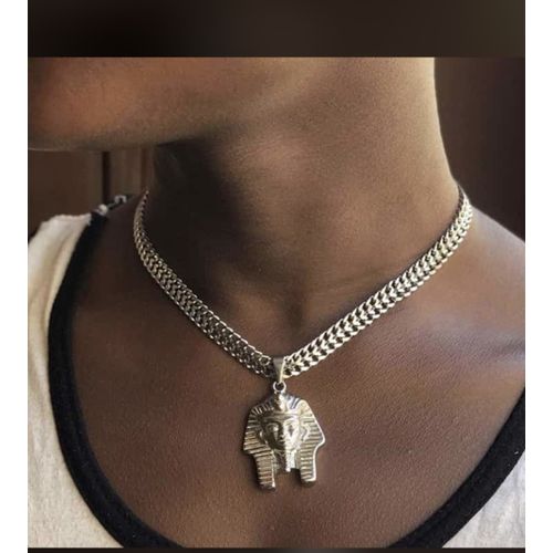 Stainless Steel Carpet Necklace With Pharaoh Pendant