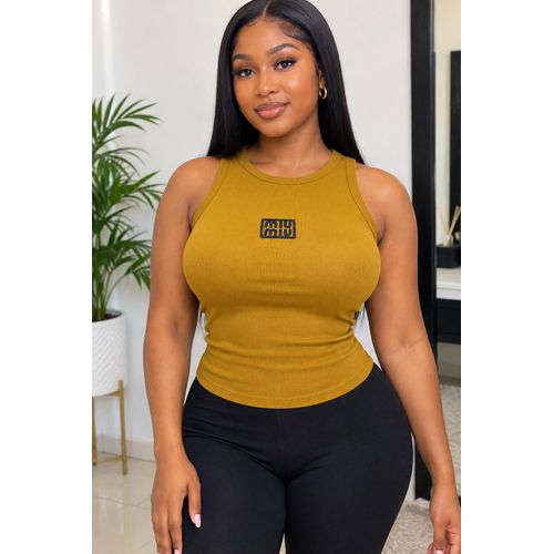 Women’s Fitted Sleeveless Ribbed Tank Top – Mustard