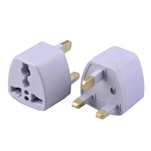 Universal Travel Adapter Plug – UK 3-Pin Grounded Travel Power Adapter Converter with Universal Socket Outlet for US, EU, AU to UK Electronics (White)