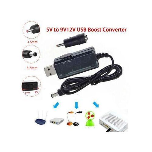 Power USB 5v To DC 9V 12v Cable Lamp FAN Cord Cable DC 5V- 12V USB CONVERTER Cable Wifi Router (DISPLAY)