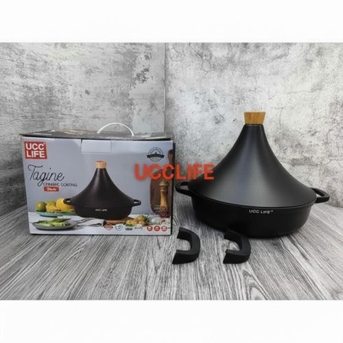 Tagine Granite Coating Cooking Cast Pot With Cone-Shaped Closed Lid 28cm