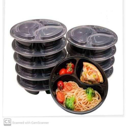 50pcs 3-Compartment Food Plastic Container + Cover