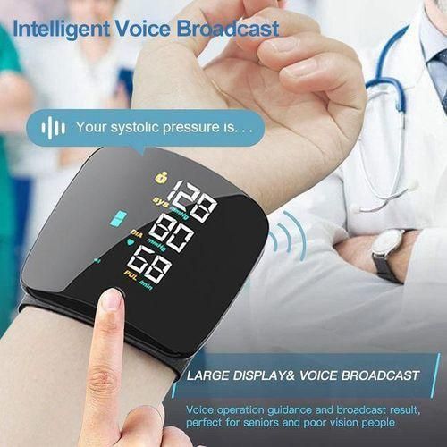 Wrist Blood Pressure Monitor Digital Automatic Heart Rate With Voice Function