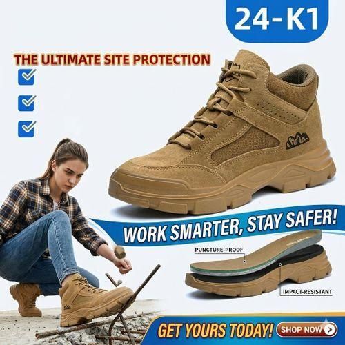 PROTECTIVE WORK Safety Shoes Men’s High-Top Work Boots with Reinforced Leather-Mesh Upper, Aggressive Grip Outsole & Ankle Support, Men Shoes, Mens shoes Work Shoes with Steel Toecap, Shock Absorption & Heavy-Duty Durability Men's Shoes