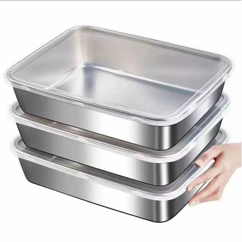 3PCS Antibacterial Stainless Steel Covered Food Storage Dishes