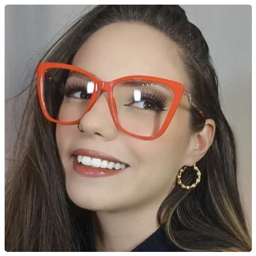 Orange Gold Square Tr90 Anti-Blue Optical Eyeglasses