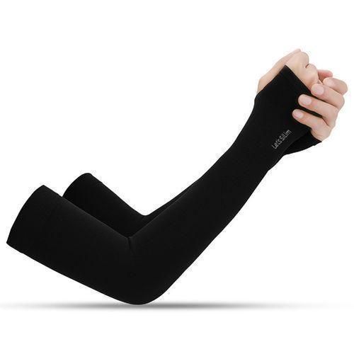 2pcs Summer Cuffs UV Protection Sleeves Men Sport-Fingers Black