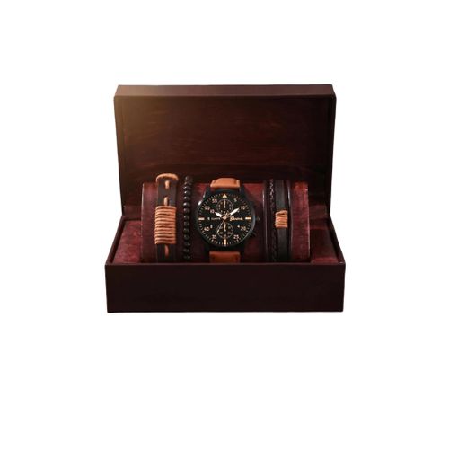 Cool men's retro denim style watch four piece set
