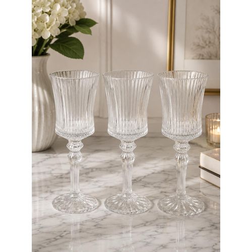 Elegant Ribbed Glass Goblet Set (6 Pieces)