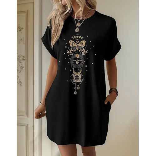 Women's Casual Dresses: Round Neck, Short Sleeves, able for Dates