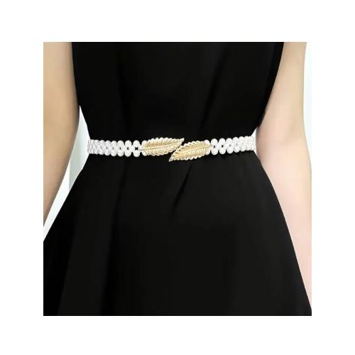 Golden Leaf Pearl Elastic Waist Belt