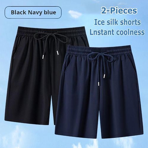 Men's short pants, knitted, fashionable, sporty shorts Unisex Athletic Shorts, Navy & Black.1703 Elastic waist for comfort, striped sides for style. Durable, breathable fabric, perfect for sports like jogging and daily wear. Long - lasting, easy to m