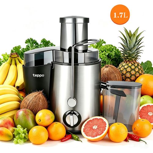 1.7L Large Capacity Juice Extractor & Electric Fruit Juice Extractor, Effective Pulp Filtration, Extra Large Cup for Fresh Juice (Silver)